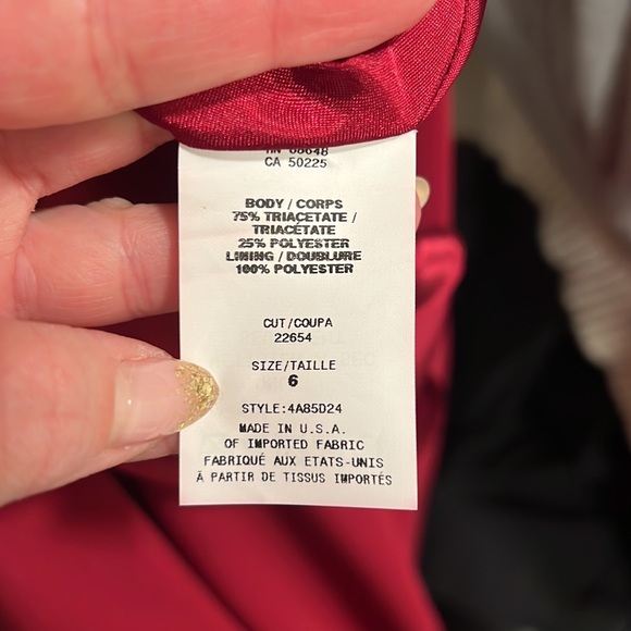 ABS by Allen Schwartz Rosette Backless Cocktail or Homecoming Dress, Red, 6 - Picture 13 of 13